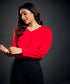 Vneck Detailed Chiffon Red Top